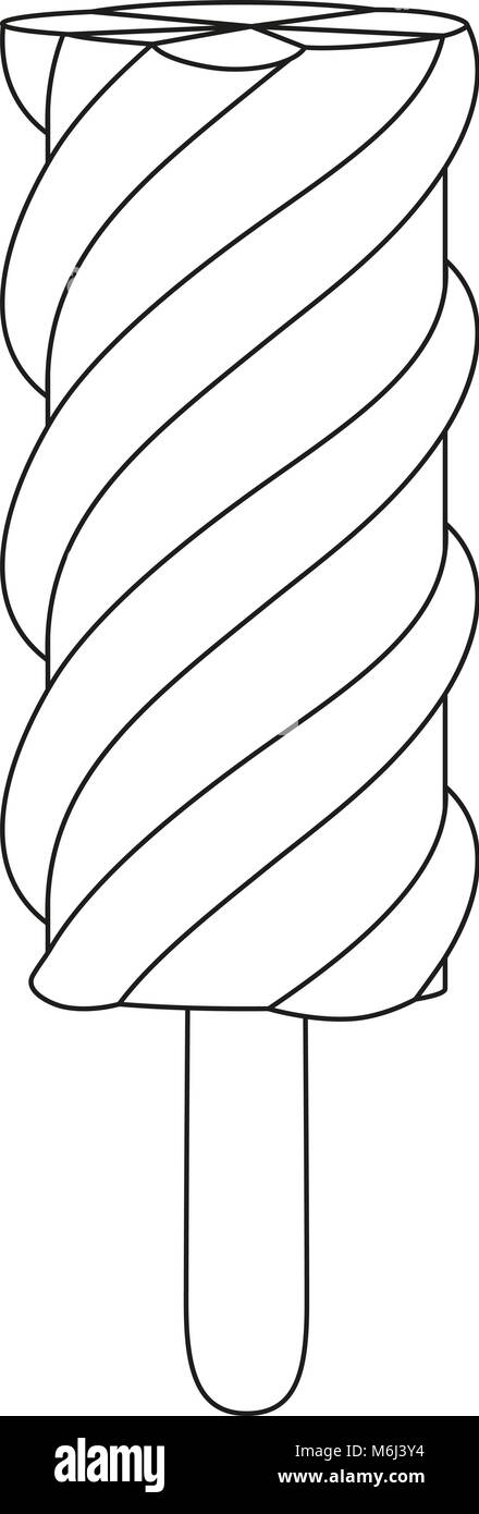 Fruit ice cream popsicle line art black and white icon coloring book page for adults and kids summer fast food vector illustration for gift card fl stock vector image art