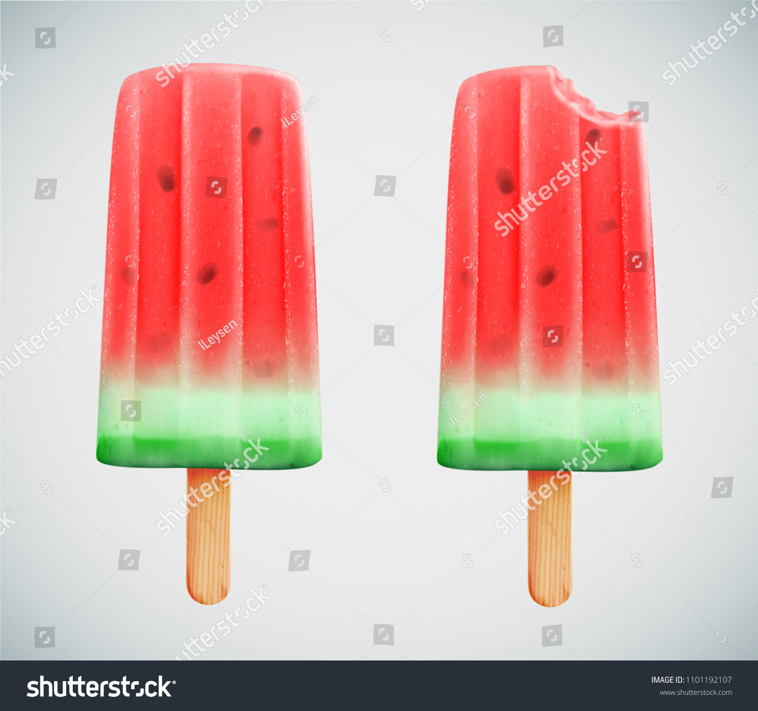 Realistic watermelon popsicle icon on blue stock vector royalty free