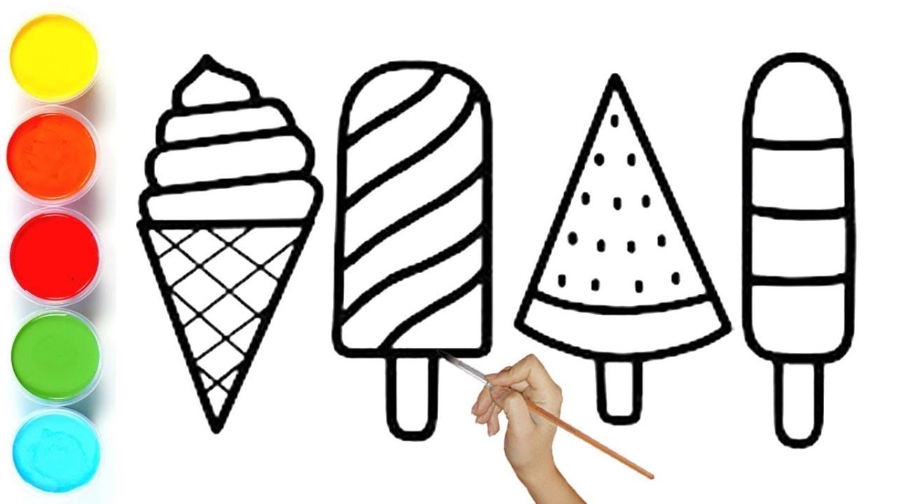 How to ice crea drawing coloring and painting art tips for kids toddlers