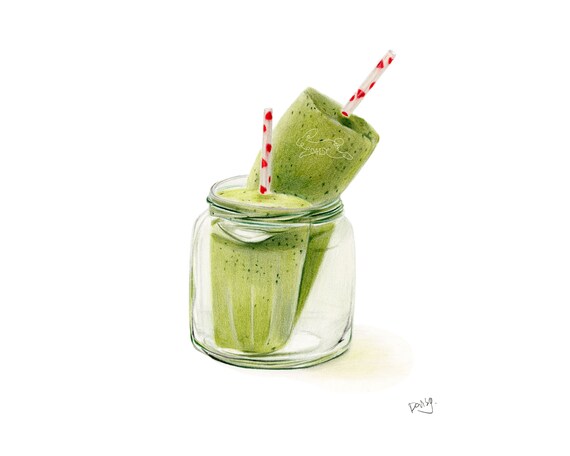 Print of colored pencil drawing of ice cream popsicle super realism