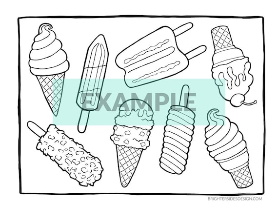 Ice cream coloring page summer dessert coloring pages popsicles cute food kids coloring activity