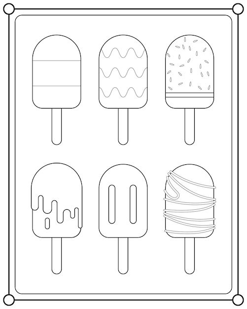Premium vector ice cream flavor variants suitable for childrens coloring page vector illustration