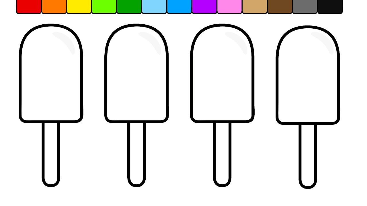 Learn colors for kids with this ice cream popsicle coloring page
