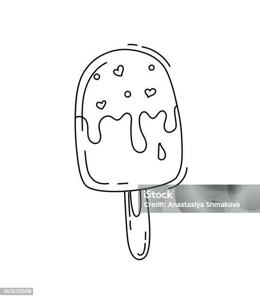 Ice cream popsicle doodle coloring book with vector illustration for kids stock illustration