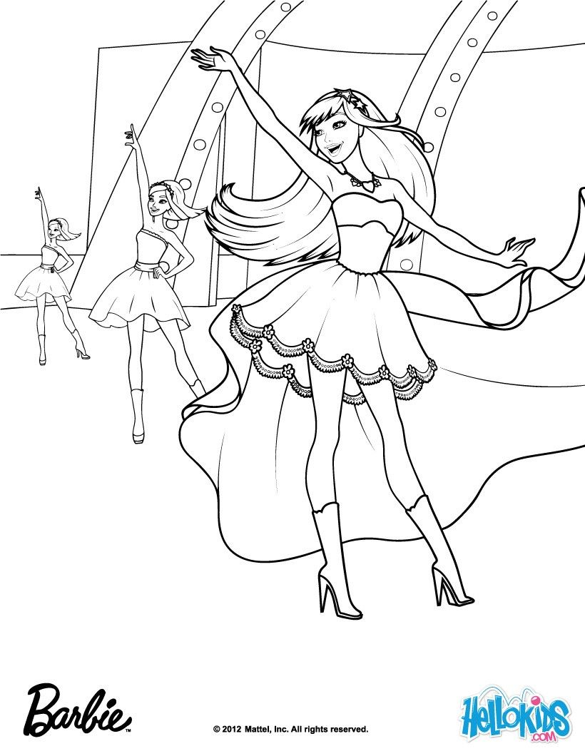 Barbie the princess the popstar coloring pages