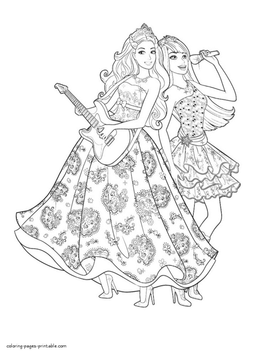 Printable barbie popstar colouring pages coloring