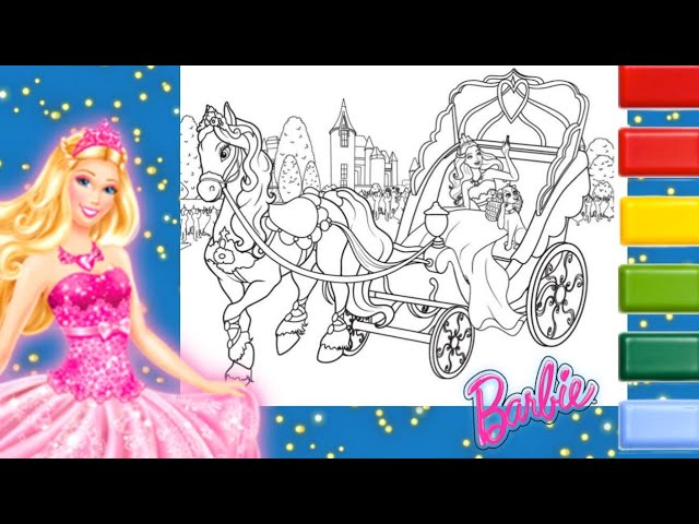 Barbie coloring video coloring barbie the princess the popstar coloring page