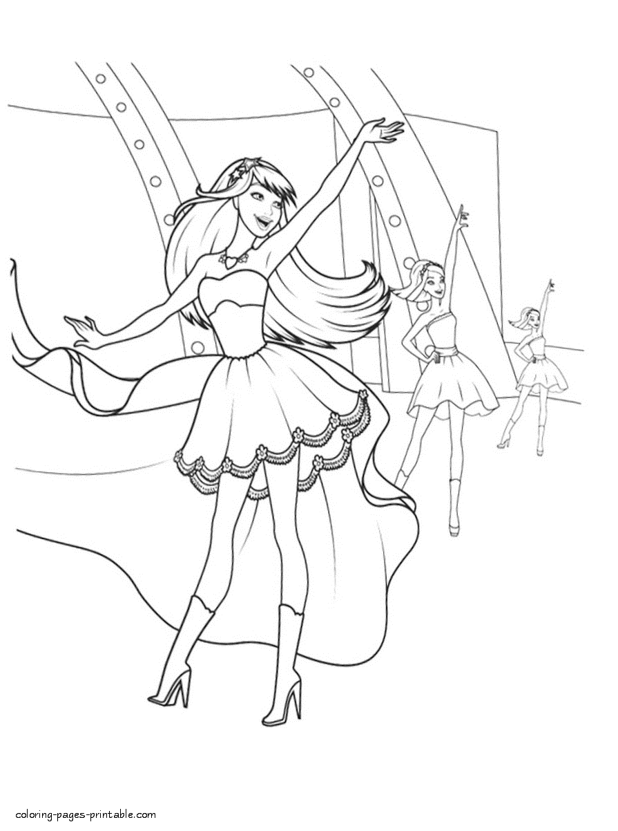Barbie the princess the popstar colouring pages to print coloring