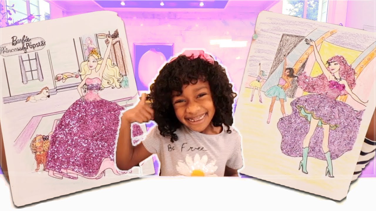 Barbie princess vs barbie pop star coloring pages for kids