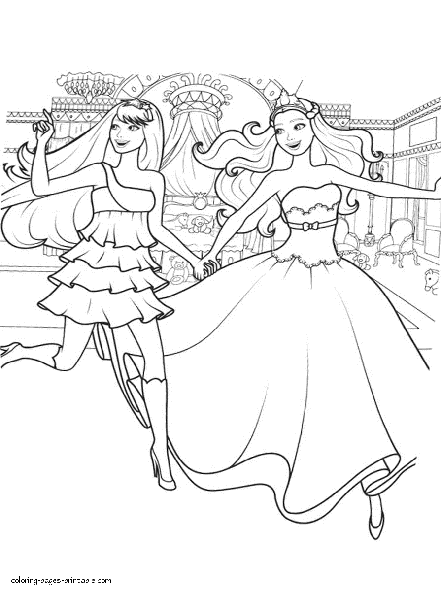 Barbie the princess and the popstar coloring sheets for girls coloring