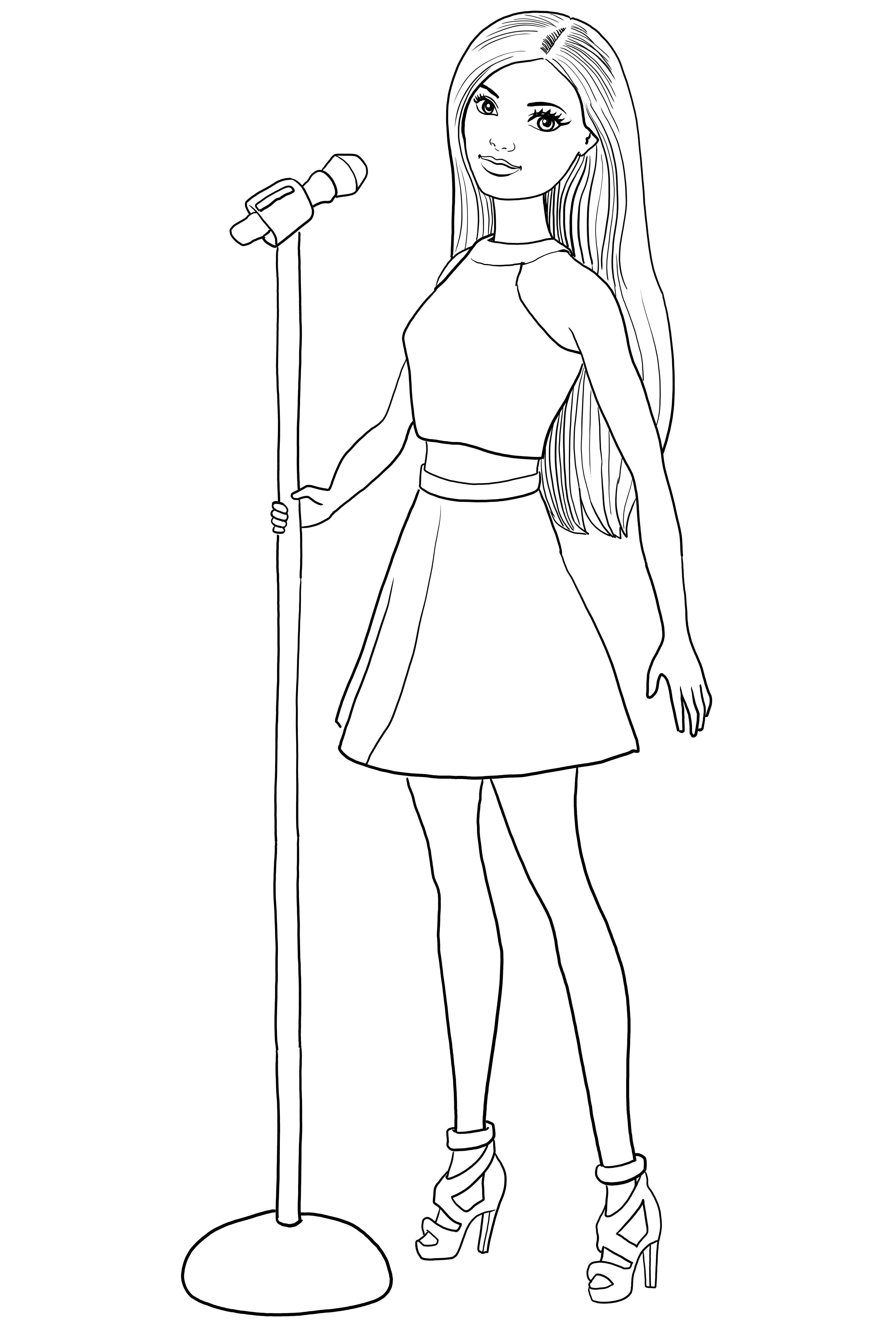 Barbie pop star from barbie coloring page