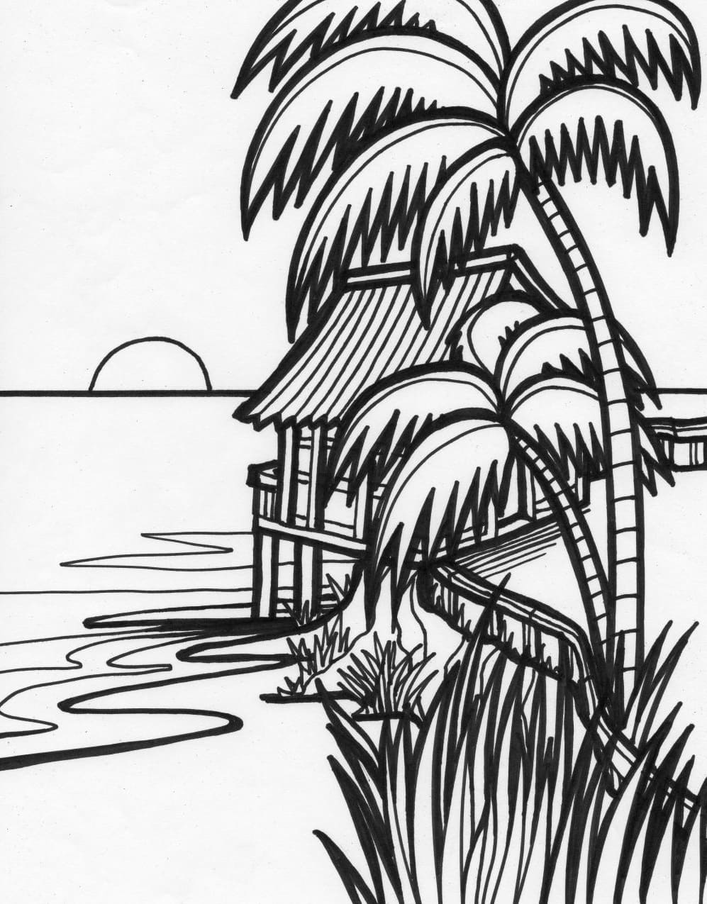 Desenhos de pãr do sol para colorir