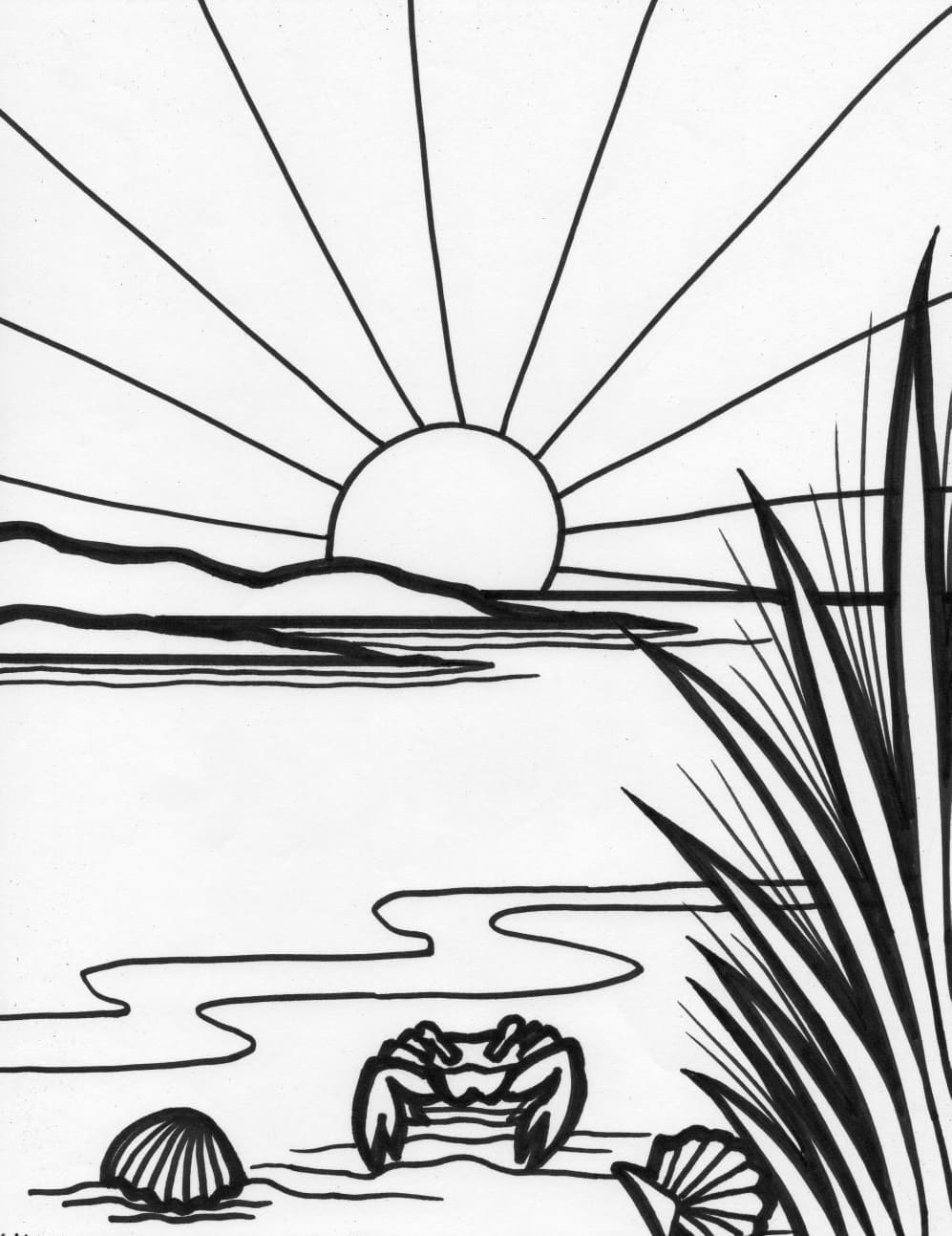 Desenhos de pãr do sol para colorir