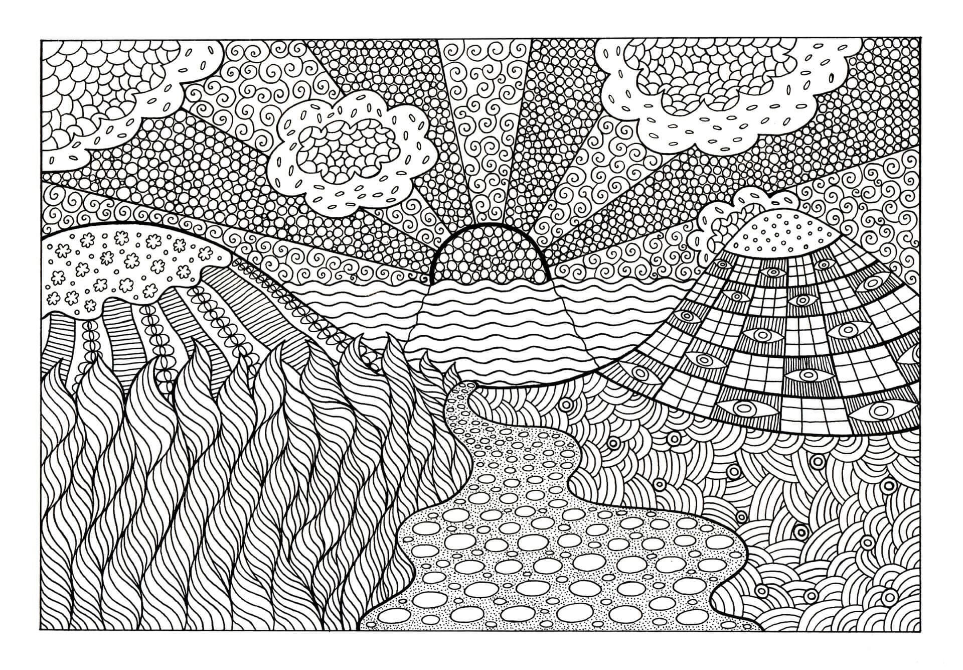 Desenhos de pãr do sol para colorir
