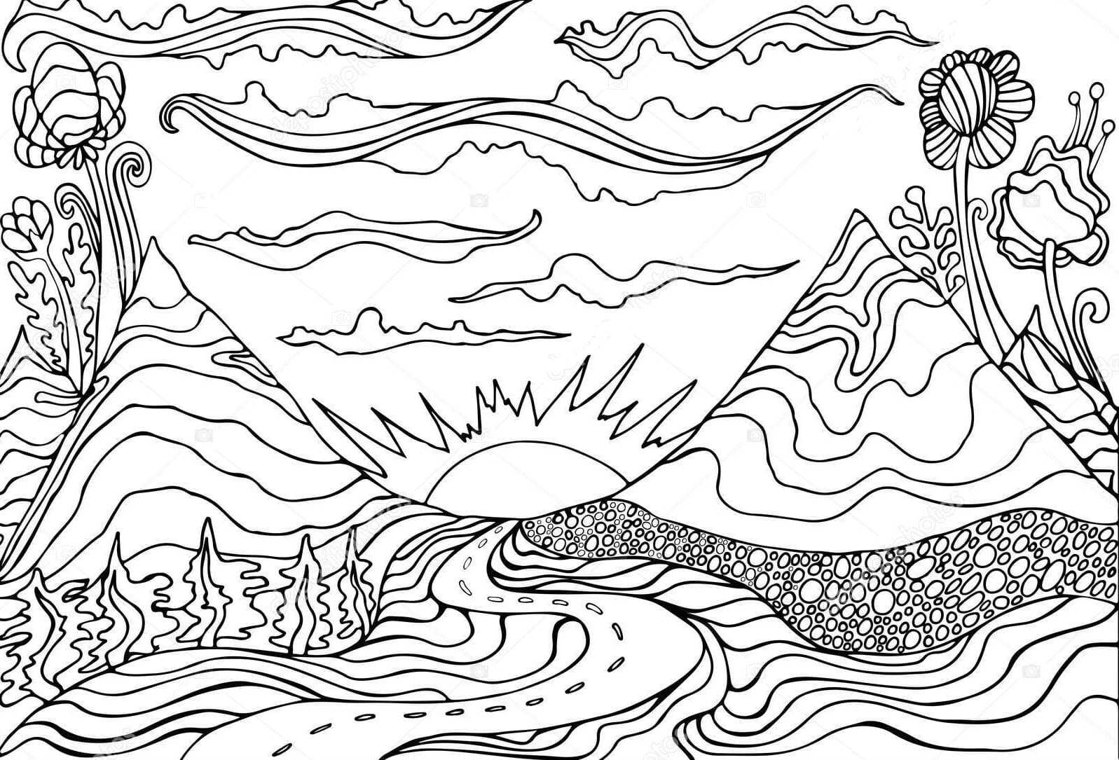 Desenhos de pãr do sol para colorir