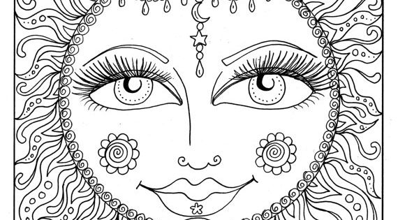 Instant download sun summer coloring page adult coloring page to color beach coloringcosmic celestial