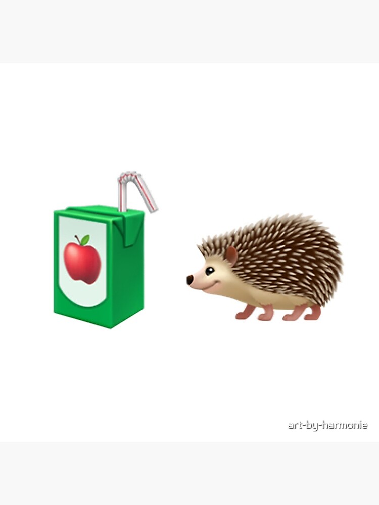 Hedgehog and apple juice emoji bination throw pillow for sale by art