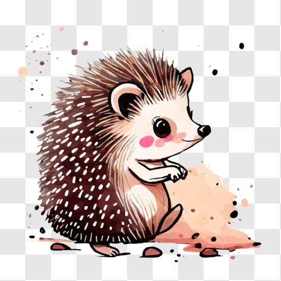 Download adorable hedgehog illustration png online