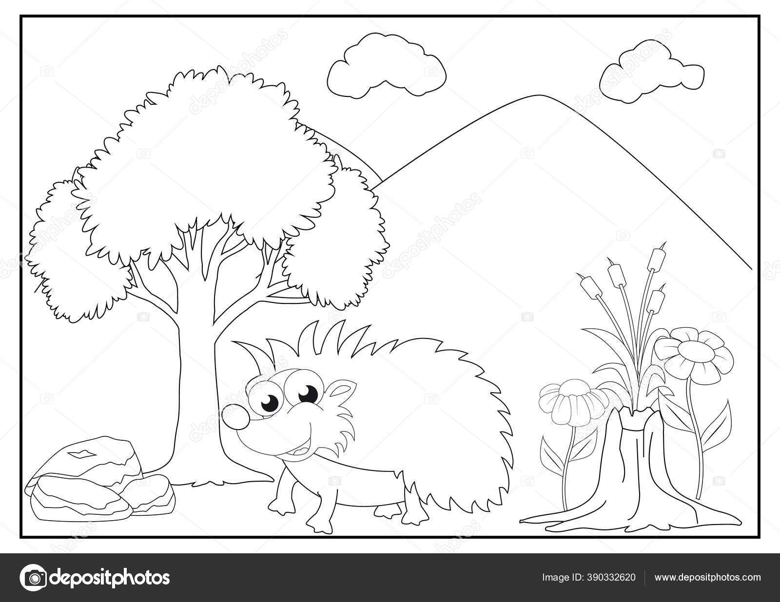 Designs children coloring book porcupine stock vector by puputadisaputra