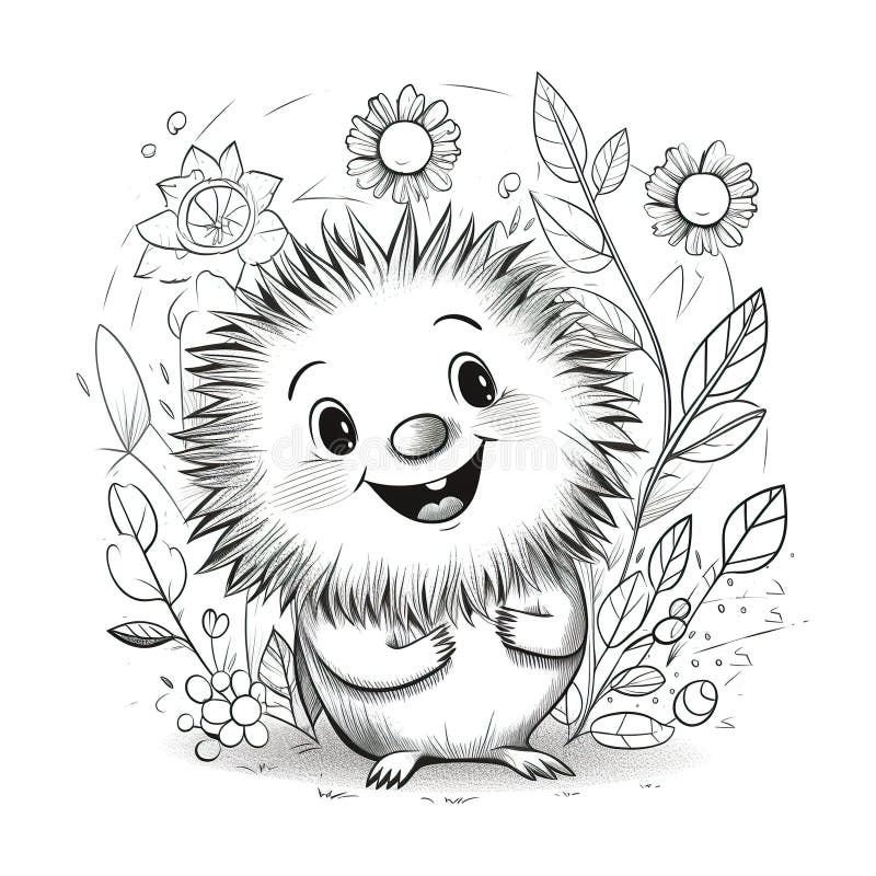 Coloring porcupine for kids simple vector illustration stock vector