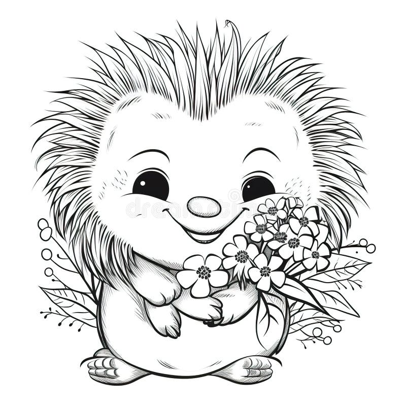 Coloring porcupine for kids simple vector illustration stock vector