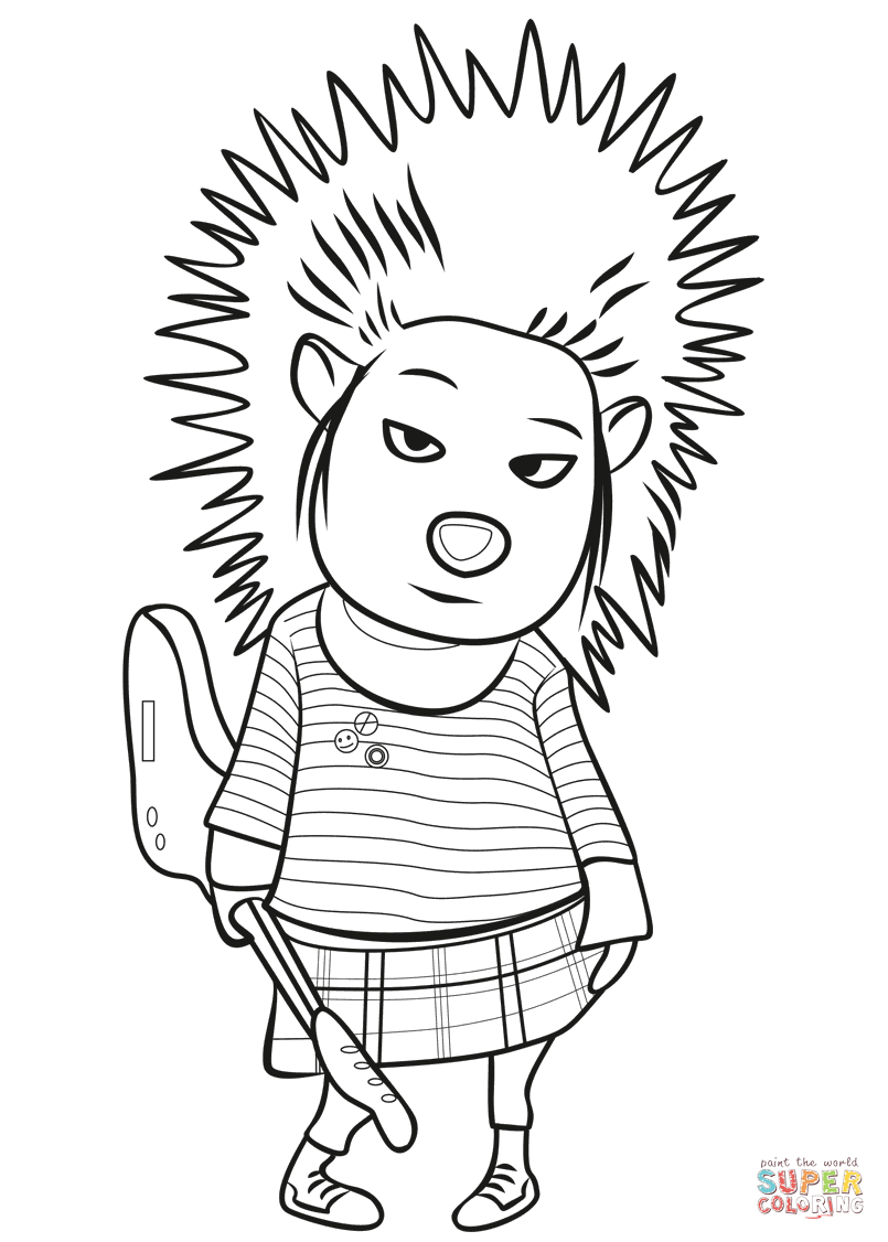 Porcupine ash from sing coloring page free printable coloring pages