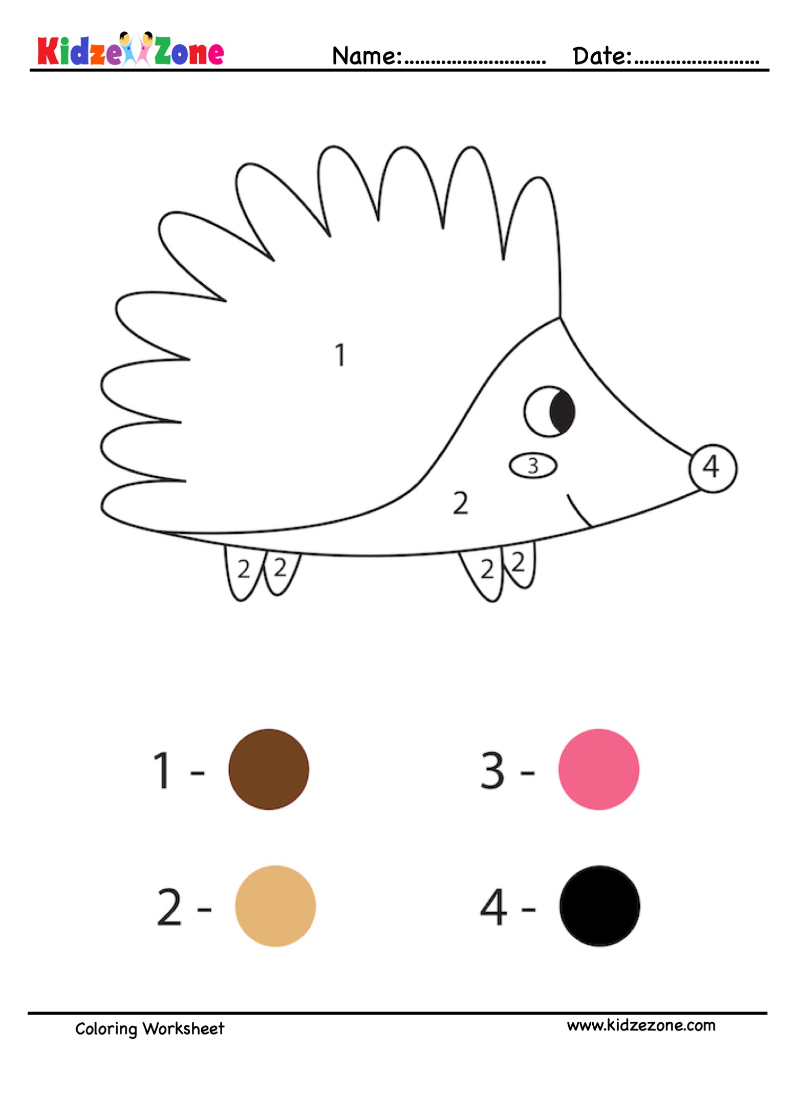 Porcupine number coloring worksheet
