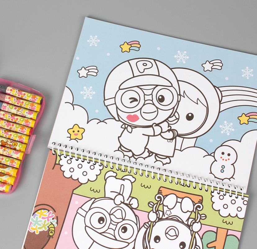 Korean tv anime little penguin pororo coloring sticker book note for kids