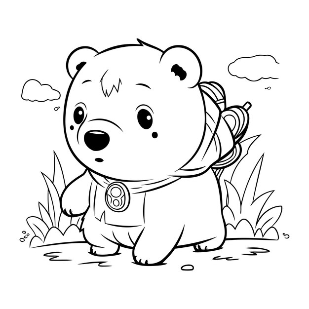 Premium vector coloring page outline of cute cartoon bear vector illustration