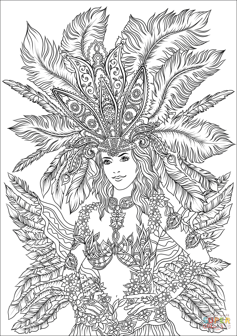 Dibujo de bailarina de samba en el carnaval de brasil para colorear dibujos para colorear imprimir gratis