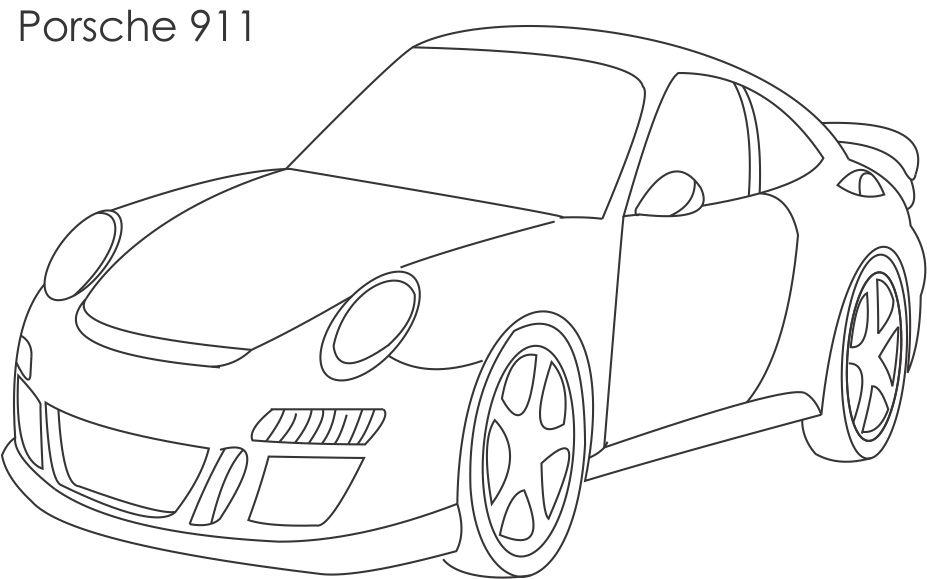 Super car porsche coloring page for kids