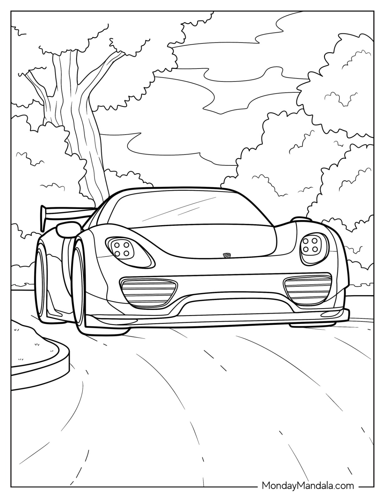 Porsche coloring pages free pdf printables