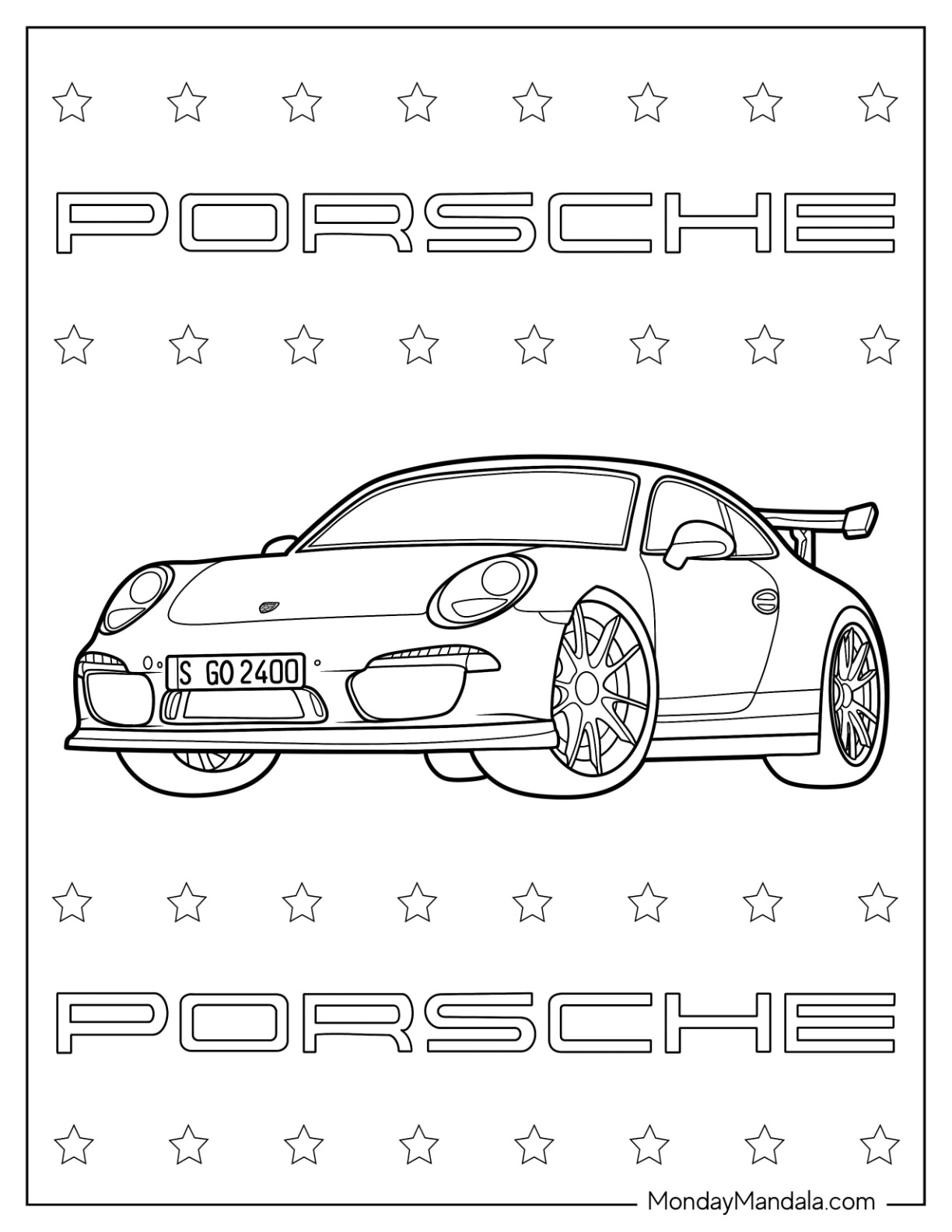 Porsche coloring pages free pdf printables