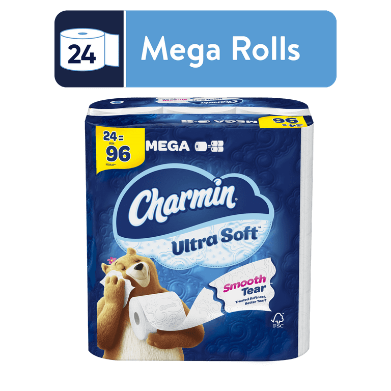 Charmin ultra soft toilet paper mega rolls sheets per roll