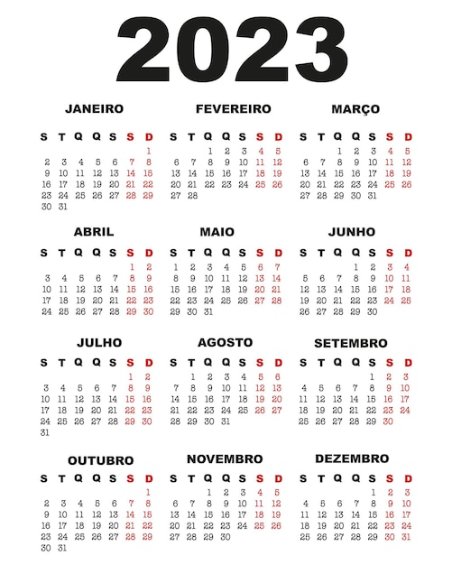 Premium vector calendar in portuguese year