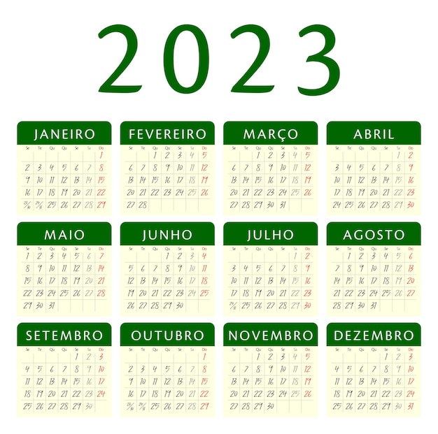 Premium vector calendar portugal