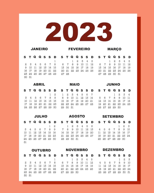 Premium vector portuguese calendar for