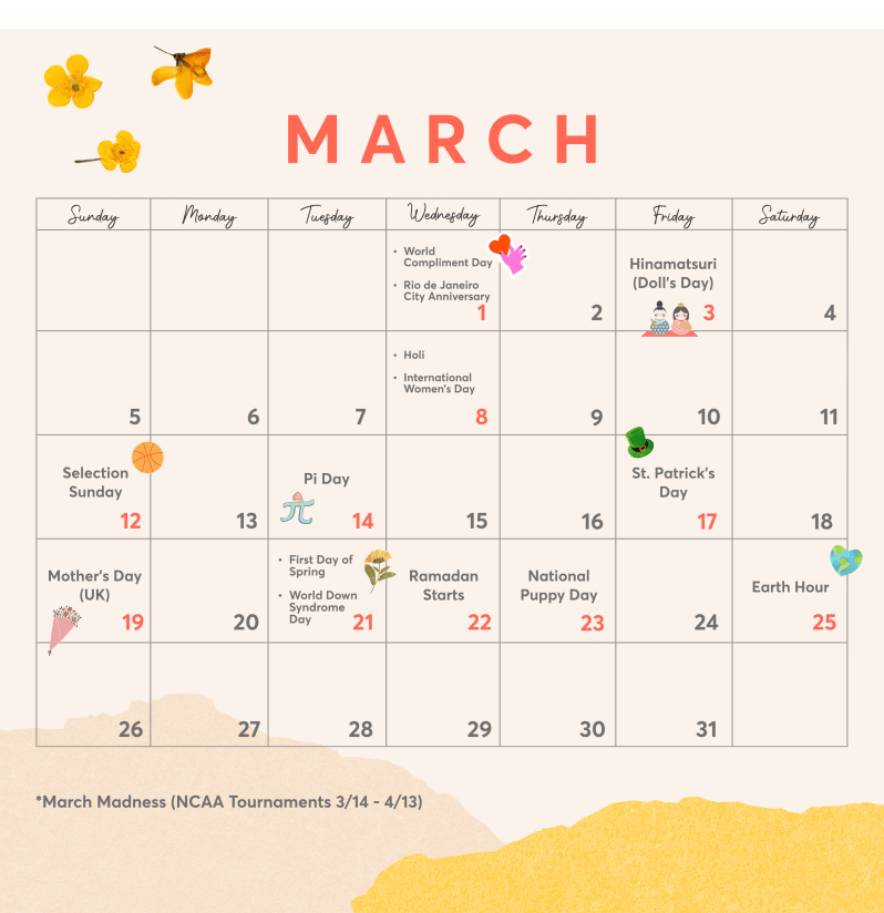 March holiday calendar