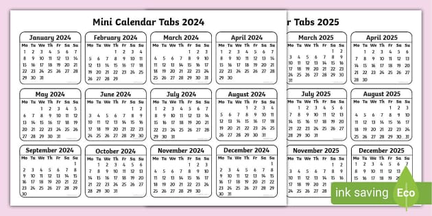 Mini calendar tabs and teacher made