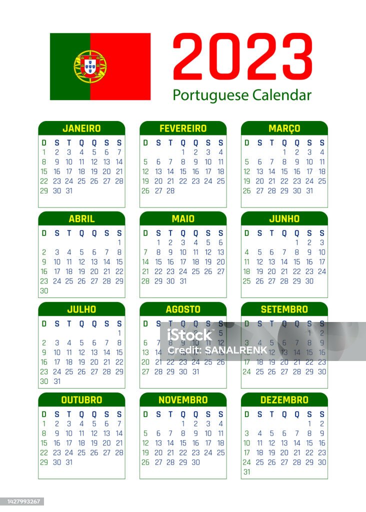 Portuguese calendar portuguese calendar portuguese calendar vector illustration