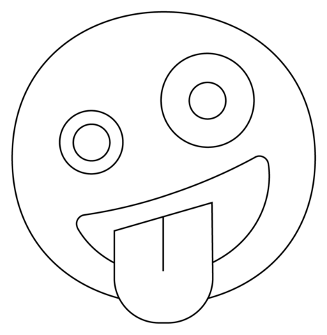 Zany face emoji coloring page free printable coloring pages