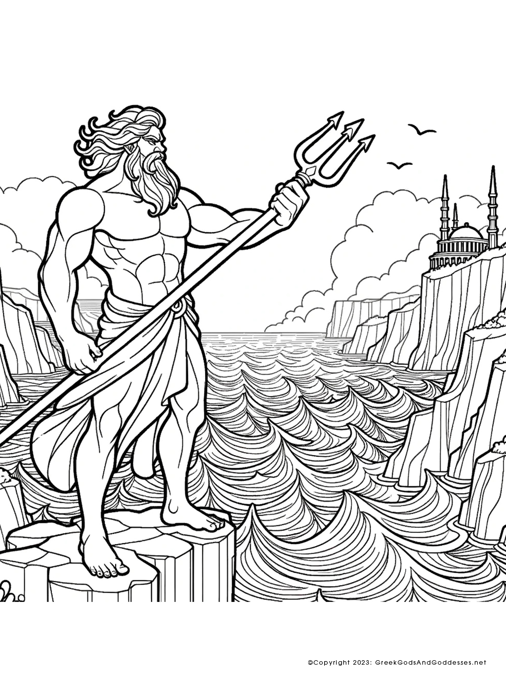 Poseidon coloring printouts â greek gods goddesses