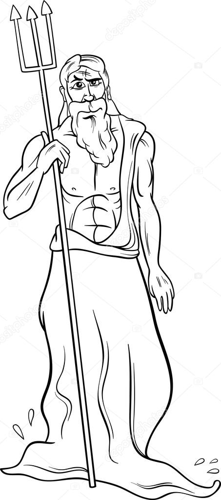 Greek god poseidon coloring page stock vector by izakowski