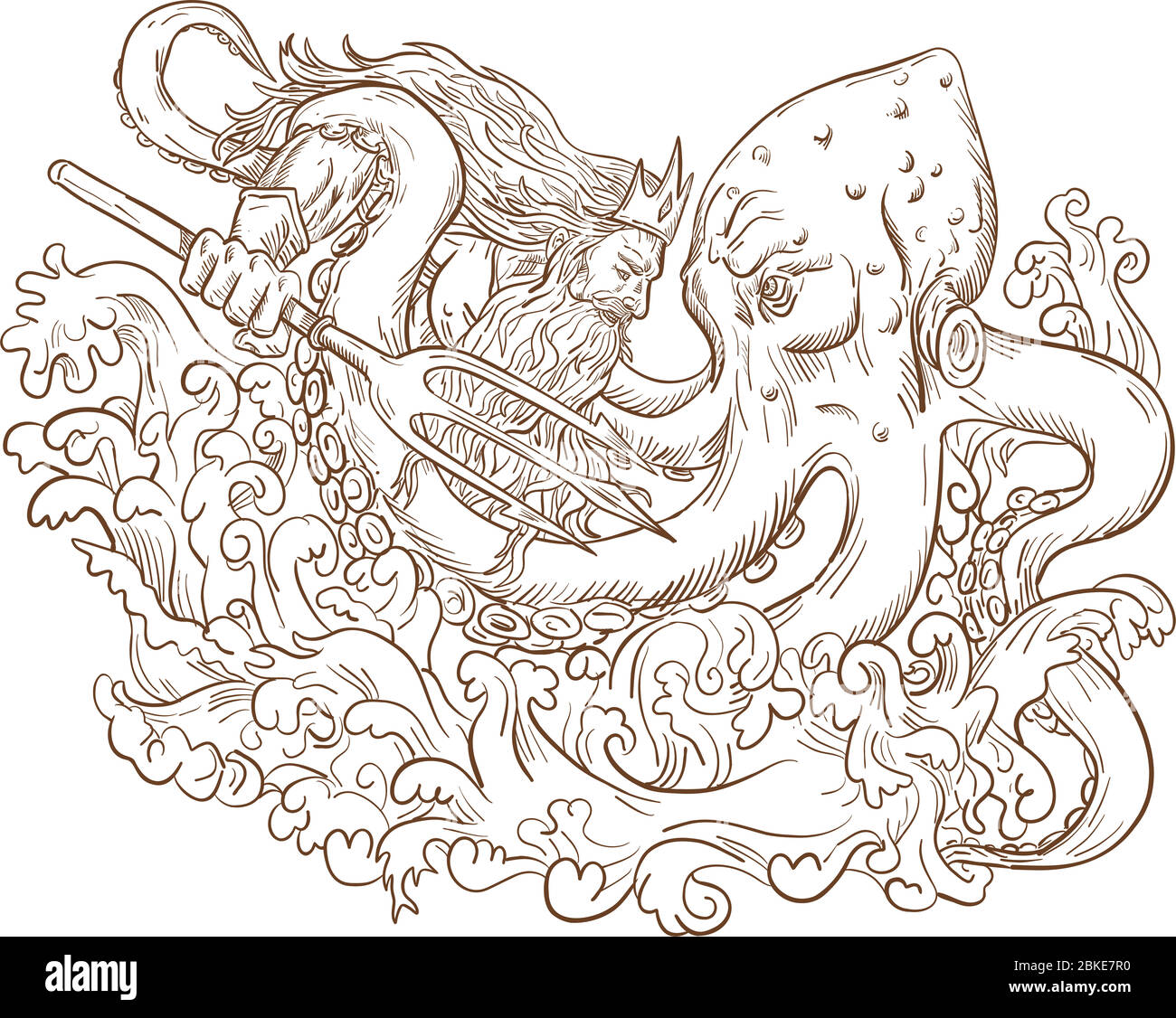 Drawing of poseidon cut out stock images pictures