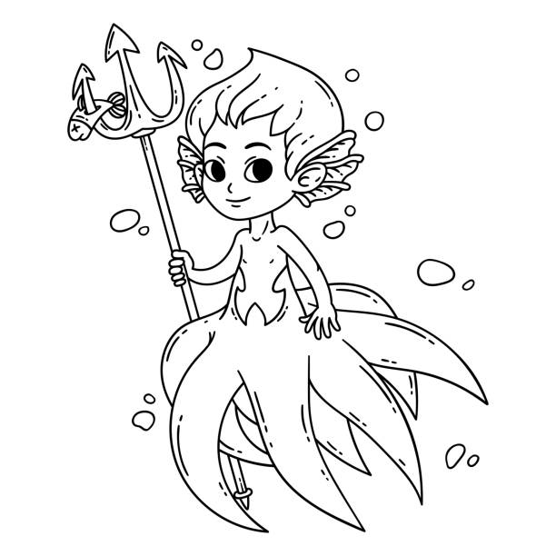 Poseidon drawings stock illustrations royalty