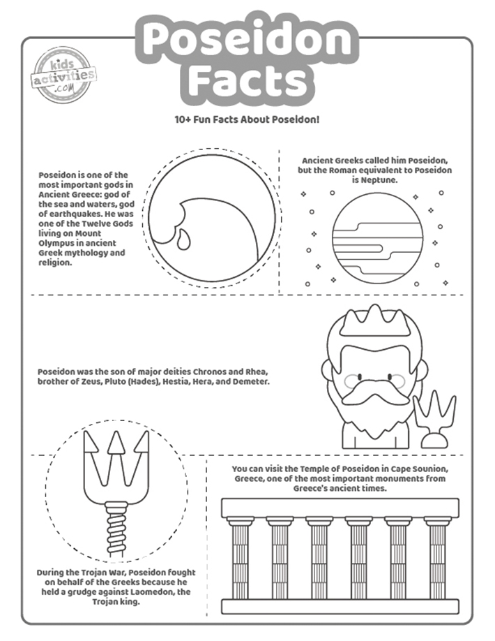 Fun poseidon facts coloring pages kids activities blog