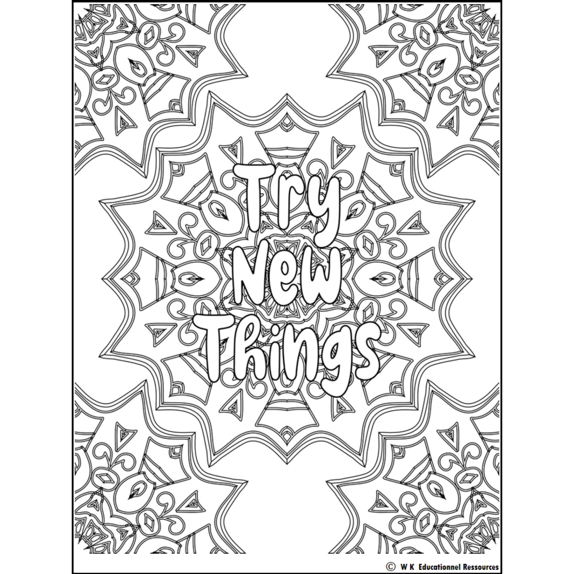 Coloring pages mandala positive affirmation social emotional control relaxation made by teachers