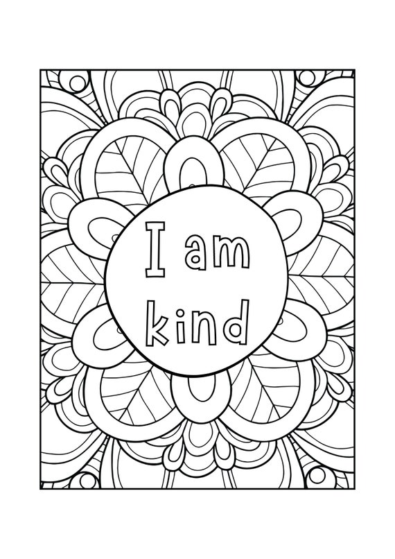 Positive affirmations for kids coloring pages download now