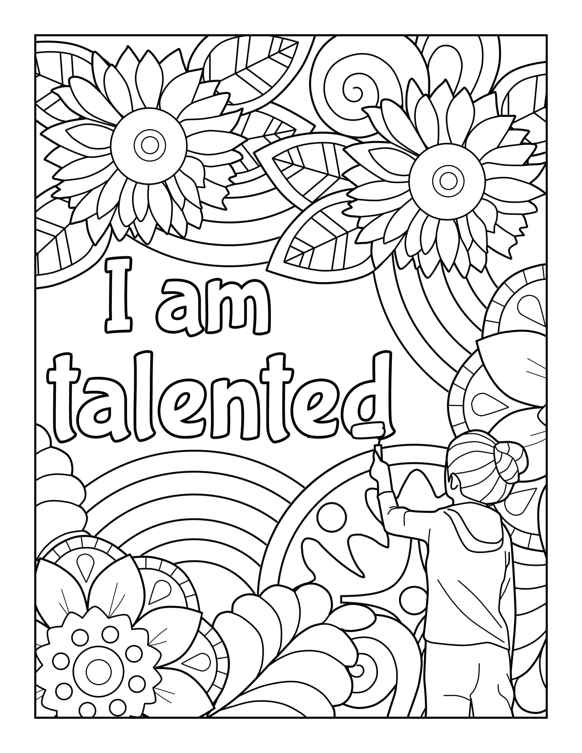 Positive affirmations coloring pages
