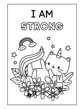 Cat unicorn positive affirmations coloring pages by dhamalaya tpt